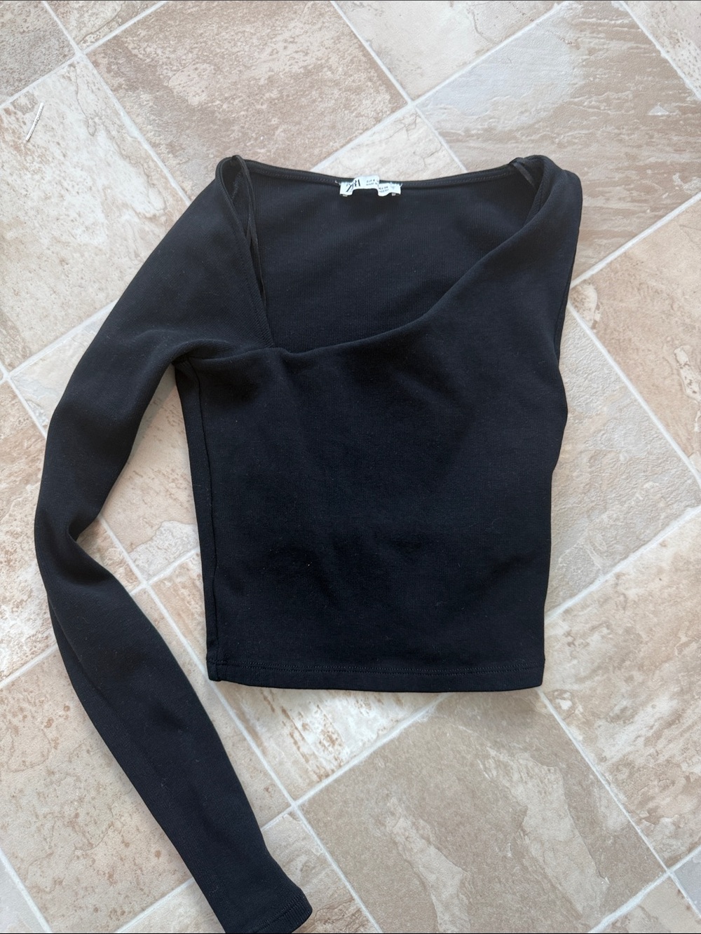 ZARA Black One-Shoulder Long Sleeve Women's Top